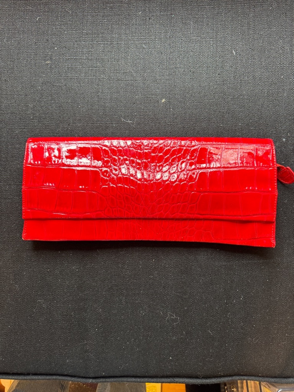 Red Croc-Embossed Women's Clutch